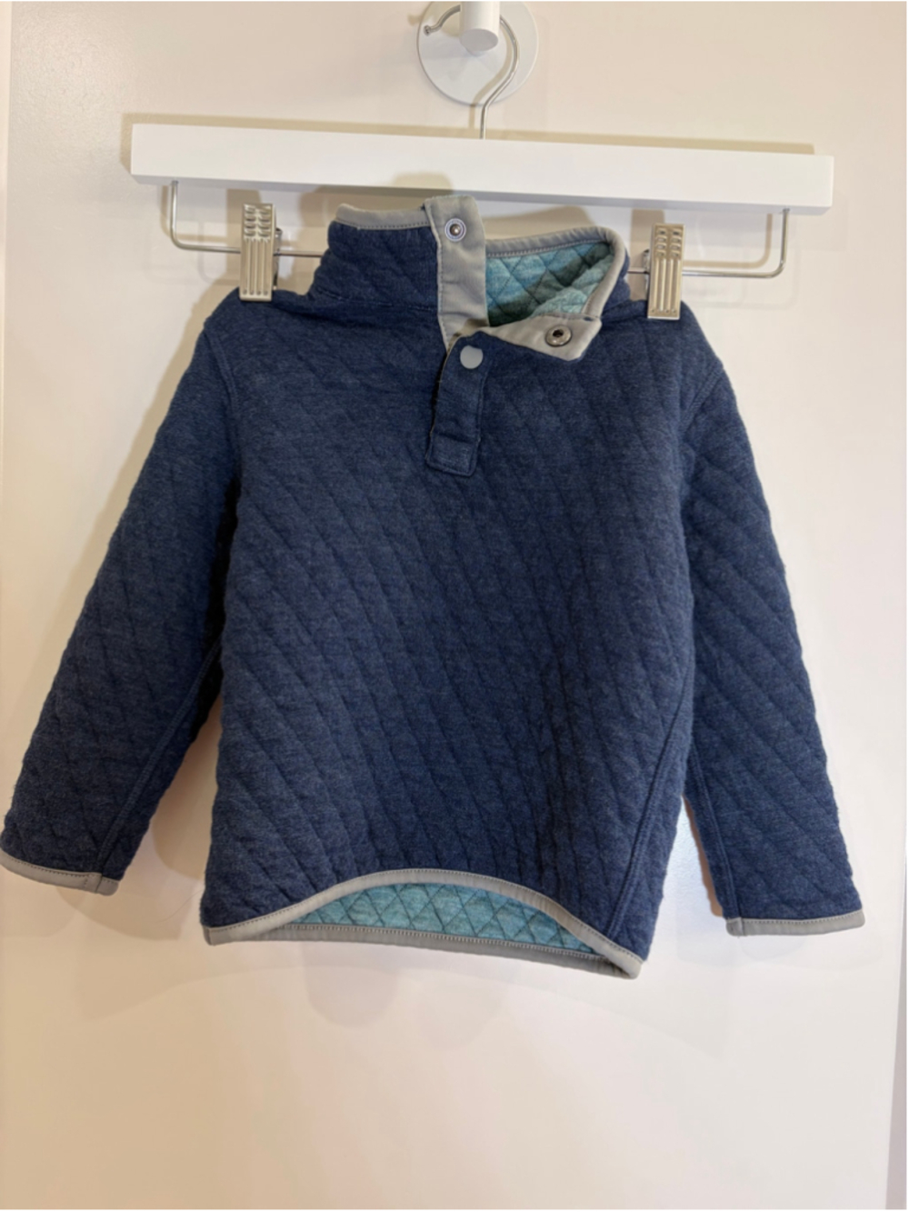 Marine Layer Kids Blue Quilted Snap Pullover Fleece Sweatshirt Toddler EUC 2T